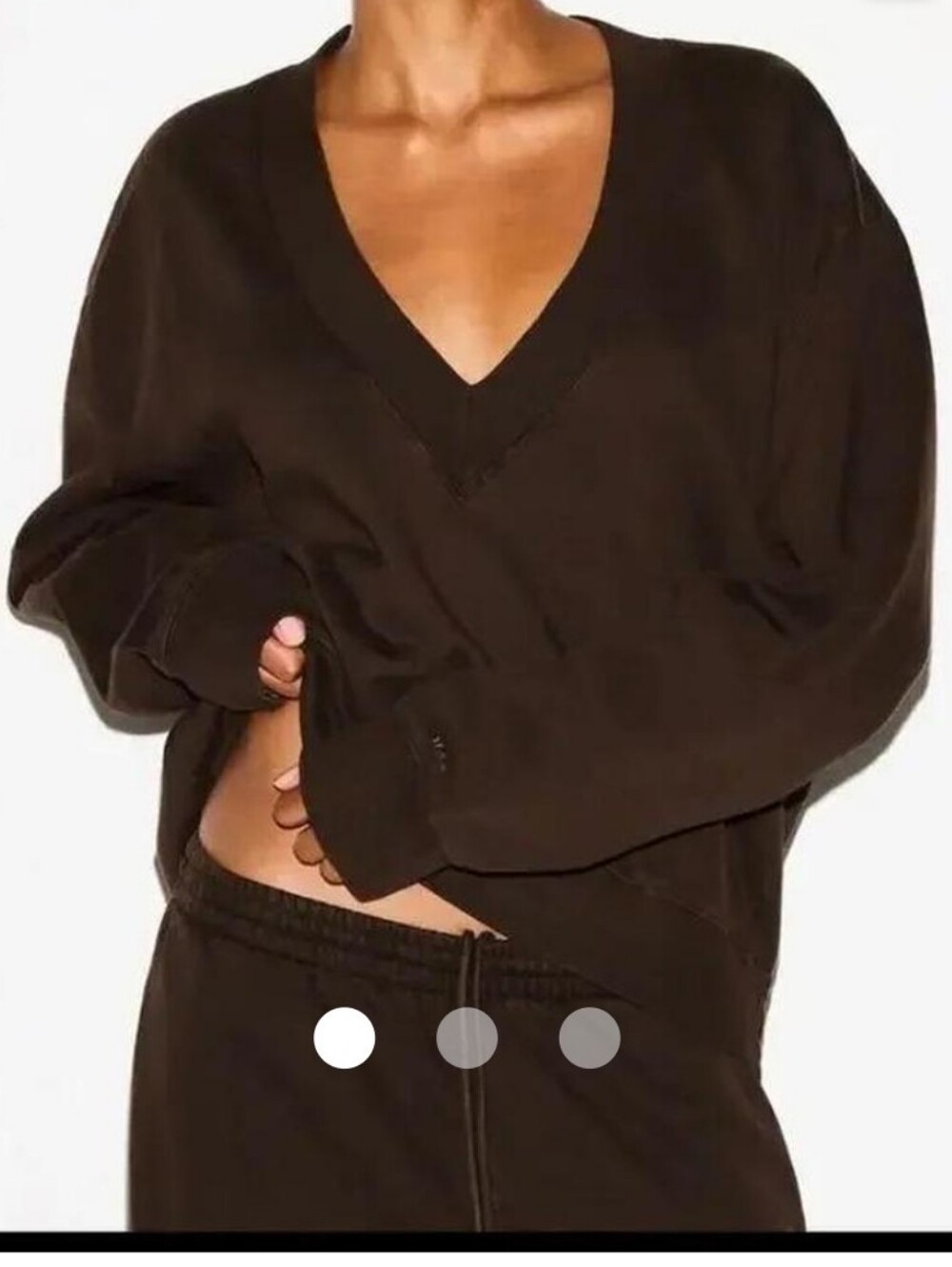 Skims Boyfriend Fleece V Neck Pullover XL